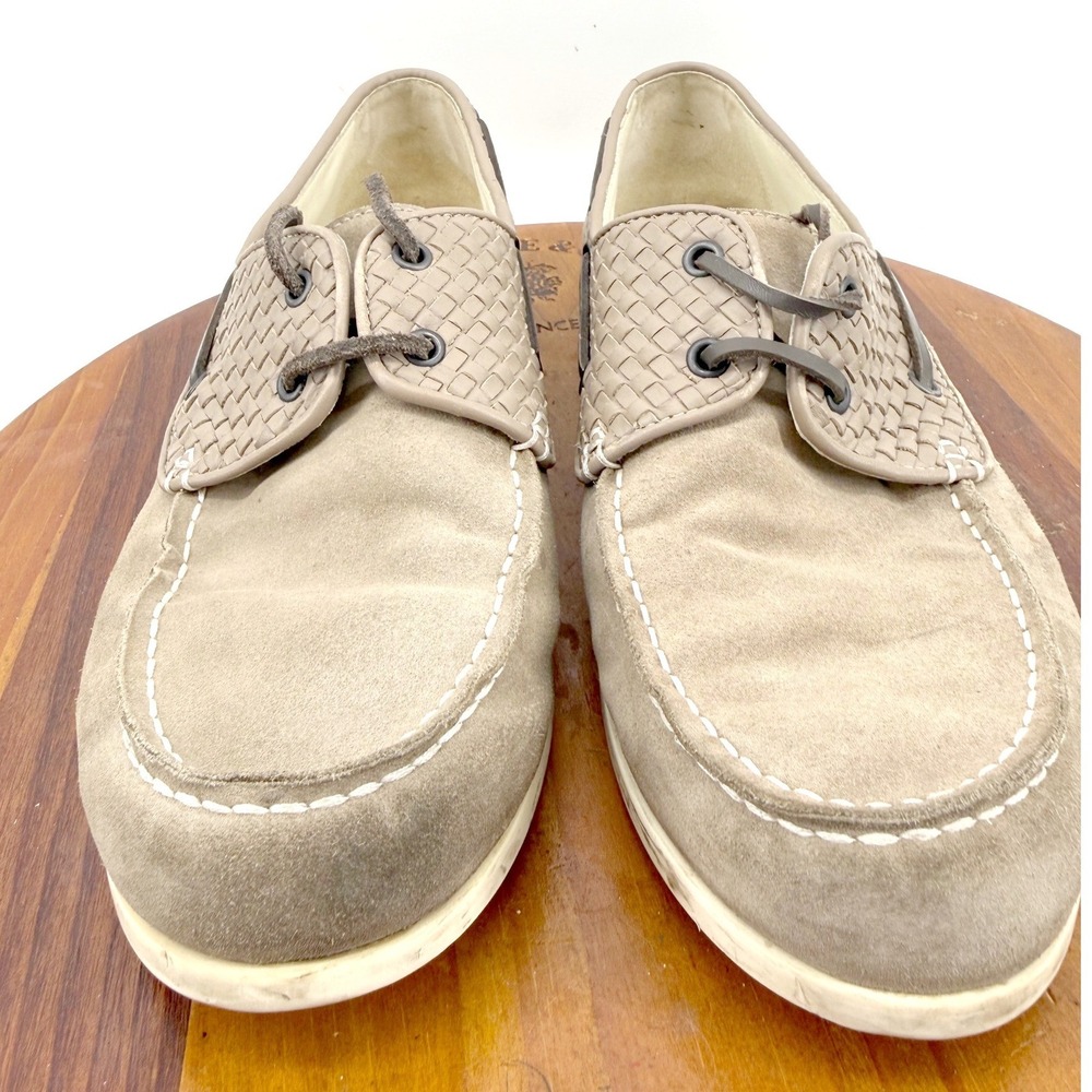 Bottega Veneta Intrecciato Weave Boat Shoes Loafers Men 8 US 41 EU Taupe Italy - Picture 6 of 8